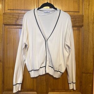 Mango Cream Cardigan with Black Accents